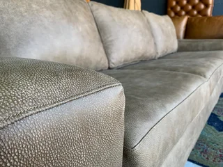 Brand new 2.6m FULL EXOTIC GRAIN  genuine leather Casa design  three  seater sofa. (ZAMBEZI TAUPE)