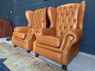 2 X Brand New Genuine Leather Westminister Wingback Armchairs (timeless Classic Armchiars) R11995 Ea