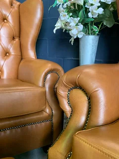 2 x Brand new genuine leather Westminister wingback armchairs (TIMELESS CLASSIC ARMCHIARS) R11995 ea