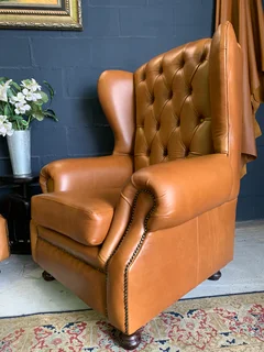 2 x Brand new genuine leather Westminister wingback armchairs (TIMELESS CLASSIC ARMCHIARS) R11995 ea