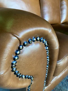 Imma 2.2m genuine leather STUDIO STYLE three seater sofa, CLASSIC ROUND SCROLL ARMREST DESIGN