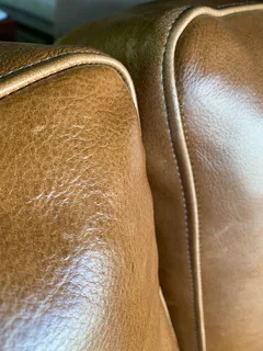 Imma 2.2m genuine leather STUDIO STYLE three seater sofa, CLASSIC ROUND SCROLL ARMREST DESIGN