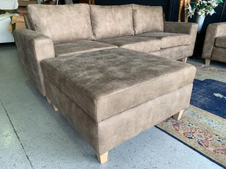 A sophisticated 3pc Zambezi genuine leather lounge suite 2 x THREE SEATERS plus 1 x  STORAGE OTTOMA