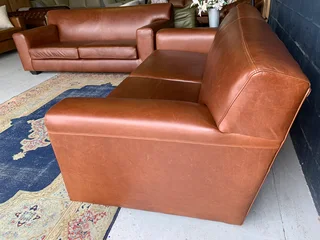 2 x Brand new 2.2m full grain genuine leather KARIBA STYLE large three seater sofas (SAVANNAH BROWN)