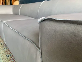 Newly manufactured (3m x 3m) genuine leather MARCONI STYLE L-shape corner unit (NEVADA PEPPER GREY)