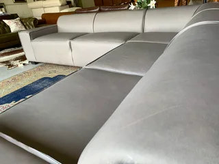 Newly manufactured (3m x 3m) genuine leather MARCONI STYLE L-shape corner unit (NEVADA PEPPER GREY)