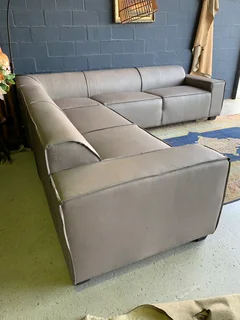 Newly manufactured (3m x 3m) genuine leather MARCONI STYLE L-shape corner unit (NEVADA PEPPER GREY)