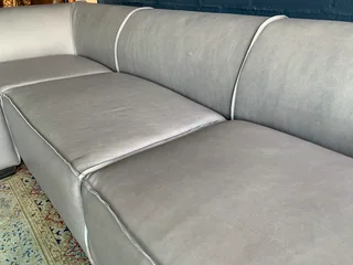 Newly manufactured (3m x 3m) genuine leather MARCONI STYLE L-shape corner unit (NEVADA PEPPER GREY)