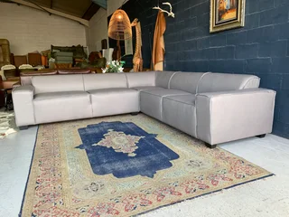 Newly manufactured (3m x 3m) genuine leather MARCONI STYLE L-shape corner unit (NEVADA PEPPER GREY)