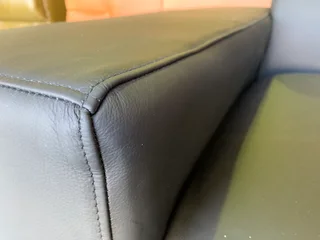 Newly manufactured (3m x 2.5m) genuine leather MARCONI STYLE L-shape corner unit (MYSTIC BLACK)