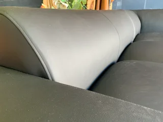 Newly manufactured (3m x 2.5m) genuine leather MARCONI STYLE L-shape corner unit (MYSTIC BLACK)