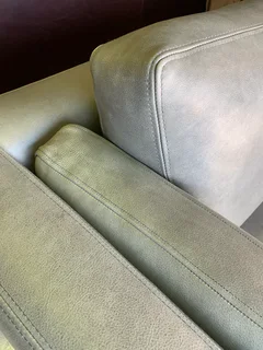 Brand new (2.7m x 1.7m) pepper grey genuine leather daybed unit. (A MODERN TOUCH INTERIOR DESIGN)