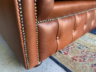 (ON PROMOTION) Brand new 1.9m genuine leather Chesterfield  two seater sofa. (SAVANNAH BROWN)