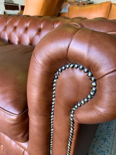 (ON PROMOTION) Brand new 1.9m genuine leather Chesterfield  two seater sofa. (SAVANNAH BROWN)