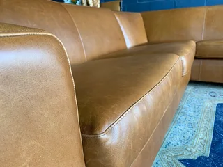 (ON PROMOTION) Extremely large (3m x 3m) KARIBA STYLE genuine leather L-shape corner lounge suite.