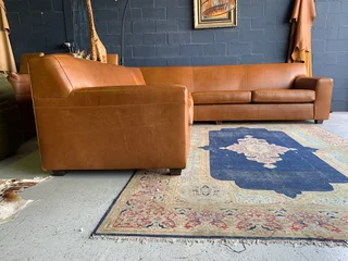 (ON PROMOTION) Extremely large (3m x 3m) KARIBA STYLE genuine leather L-shape corner lounge suite.