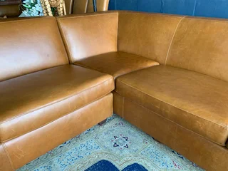(ON PROMOTION) Extremely large (3m x 3m) KARIBA STYLE genuine leather L-shape corner lounge suite.