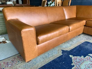 (ON PROMOTION) Extremely large (3m x 3m) KARIBA STYLE genuine leather L-shape corner lounge suite.