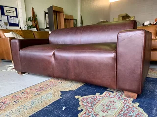 (on Promotion) Brand New 2m Genuine Leather Marconi Style Two Seater Sofa. (naku Oxblood Brown)