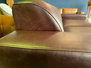 (ON PROMOTION) Brand new 2m genuine leather Marconi style two seater sofa. (NAKU OXBLOOD BROWN)