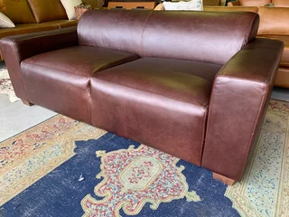 (ON PROMOTION) Brand new 2m genuine leather Marconi style two seater sofa. (NAKU OXBLOOD BROWN)