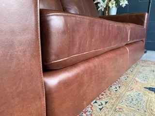 (ON PROMOTION) Brand new 1.8m Anniline design genuine leather two seater sofa. (BOVINE SADDLE BROWN)