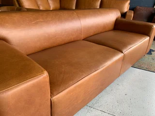 (ON PROMOTION) Brand new &amp; large 2.5m full grain genuine leather URBAN STYLE three seater sofa.