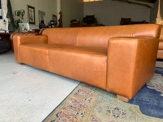 (ON PROMOTION) Brand new &amp; large 2.5m full grain genuine leather URBAN STYLE three seater sofa.