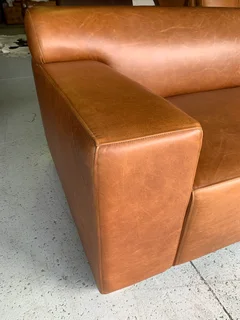 (ON PROMOTION) Brand new &amp; large 2.5m full grain genuine leather URBAN STYLE three seater sofa.