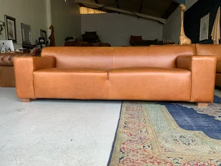 (ON PROMOTION) Brand new &amp; large 2.5m full grain genuine leather URBAN STYLE three seater sofa.