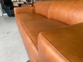 (ON PROMOTION) Brand new &amp; large 2.5m full grain genuine leather URBAN STYLE three seater sofa.
