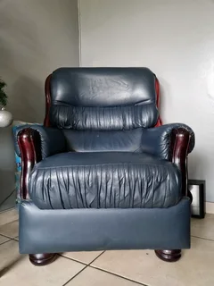 Blue leather couch