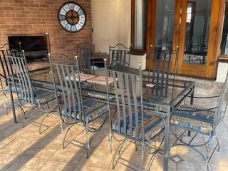 Patio suite - Steel & Glass 10 Seater table & chairsR 8 995
