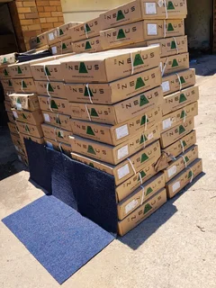 New Blue (Boron) Rubber underneath Carpet Tiles for sell (left over from a project)