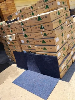 New Blue (Boron) Rubber underneath Carpet Tiles for sell (left over from a project)