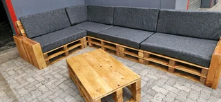 L SHAPE PALLET COUCHES MADE WITH CUSHIONS FROM R7950 - R9500 WATSAP 0736552664