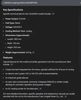 LONGKAI GENERATOR 25 KVA SILENT FAW 2022 model LGC20500 - Serial number: 2128307