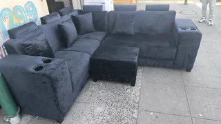 Velvet L shaped sofas
