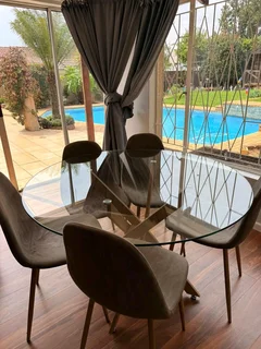 Coricraft Round Dining Table with 6 Chairs