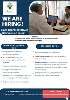 Sales Reps Wanted Around KZN!!!