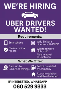 Uber Drivers Required