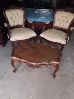 Black Friday 2xvictorian Chairs With Coffee Table