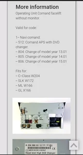 MERCEDES BENZ C-CLASS W204 FACELIFT SLK W172 GL X166 ML W166 RADIO HEAD CONTROL UNIT AVAILABLE