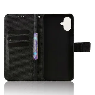 Samsung Galaxy A07 Diamond Texture Leather Flip Phone Case (Black) with Magnetic Buckle