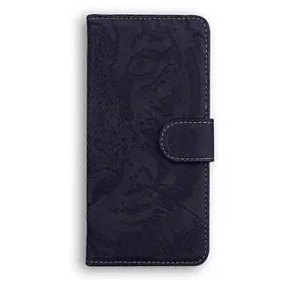 Samsung Galaxy A07 Tiger Embossing Pattern Flip Leather Phone Case (Black) with Magnetic Buckle