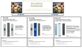 FILTERS REVERSE OSMOSIS AND BIG BLUE FILTERS