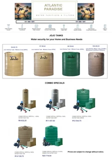 JOJO TANK AND WATER PURIFIERS SCOMBO SPECIALS