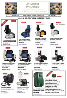 JOJO AND CENTRIFUGAL BOOSTER PUMPS / ATLANTIC PARADISE WATER PURIFIERS