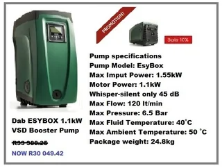 BOOSTER CENTRIFUGAL WATER PUMPS / ATLANTIC PARADISE WATER PURIFIERS