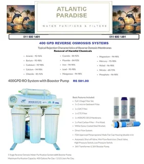 Undercounter Reverse Osmosis Water Purifiers / Atlantic Paradise Water Purifiers and Filters